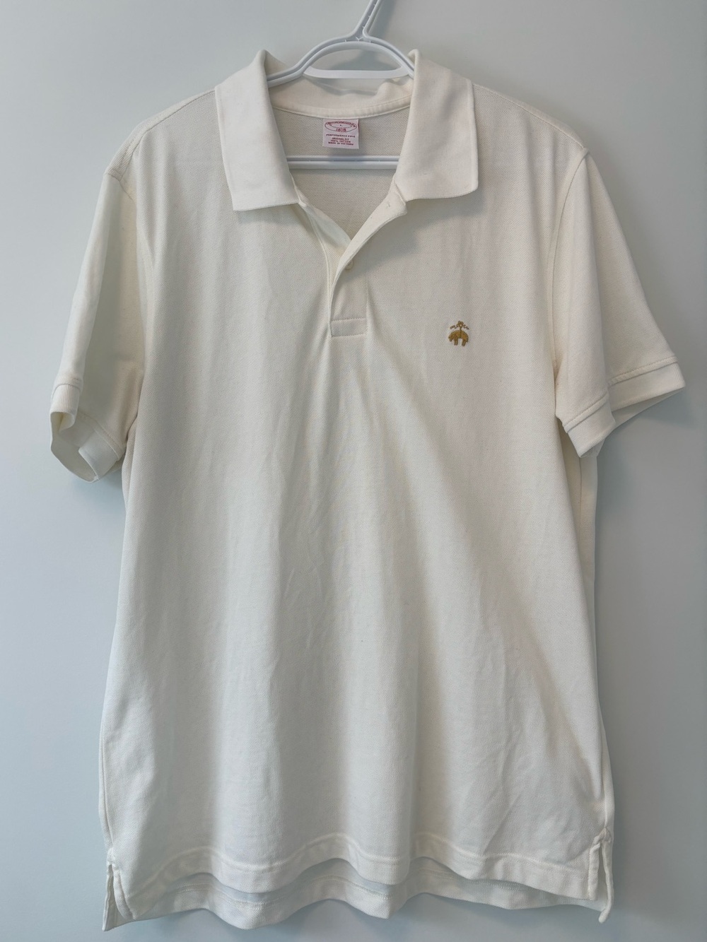 Brooks Brothers Cream Polo with Gold Logo